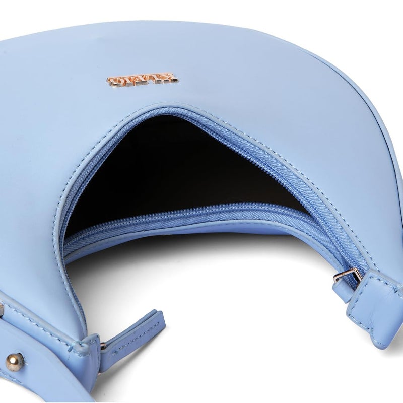 KLEIO Vegan Leather Half Moon Handbag for Women - Turquoise - Image 5